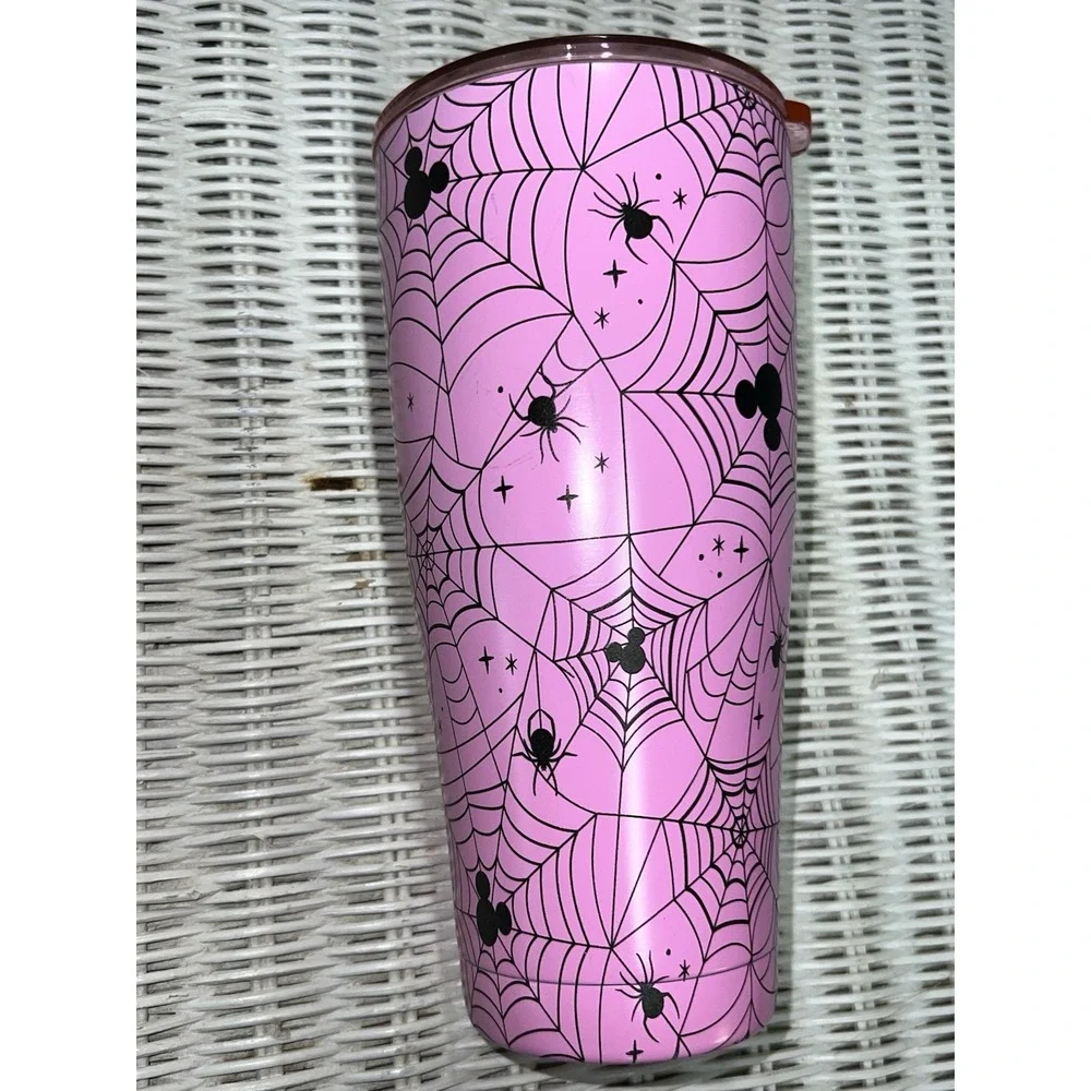 Disney Halloween Pink Mickey Mouse‎ Spiderwebs Stainless Steel Tumbler 2024